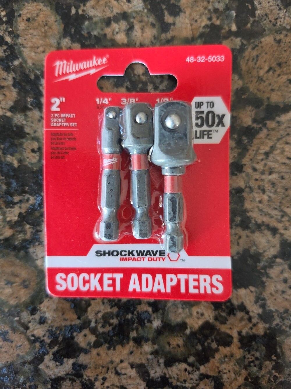 Milwaukee 48-32-5033 SHOCKWAVE Impact Duty Hex Shank Socket Adapter Set 3pc